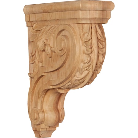 Ekena Millwork 3 1/2"W x 9"D x 12"H Medium Hudson Acanthus Wood Corbel, Cherry CORW04X09X12HDCH